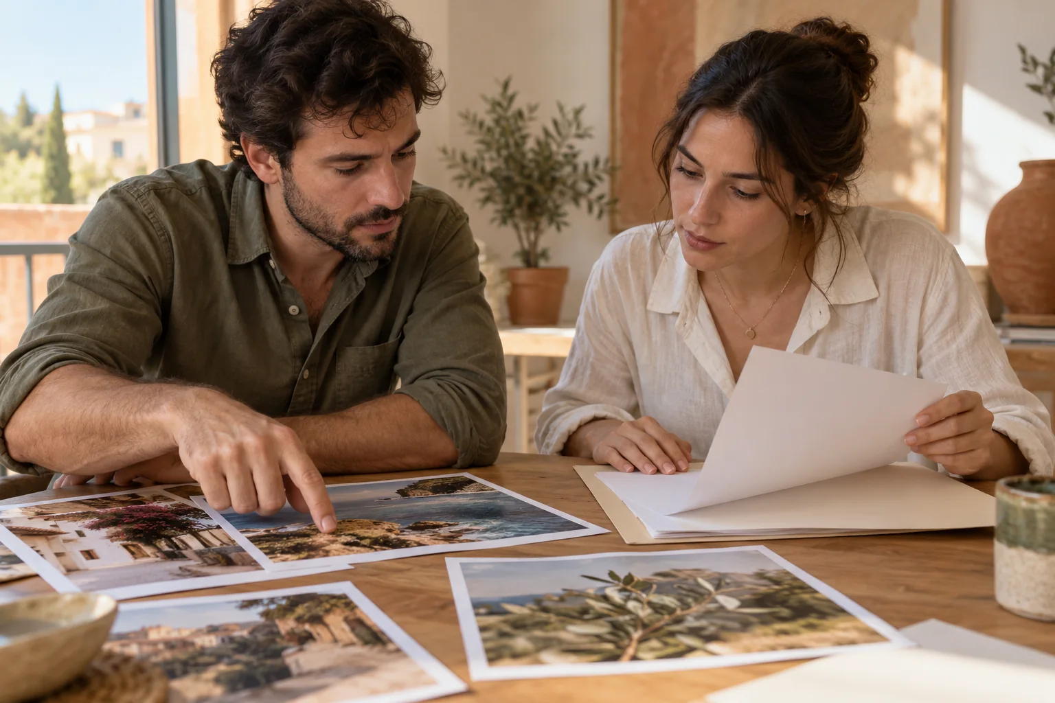 Equipo revisa fotografías y permisos antes de seleccionar una imagen para la web.