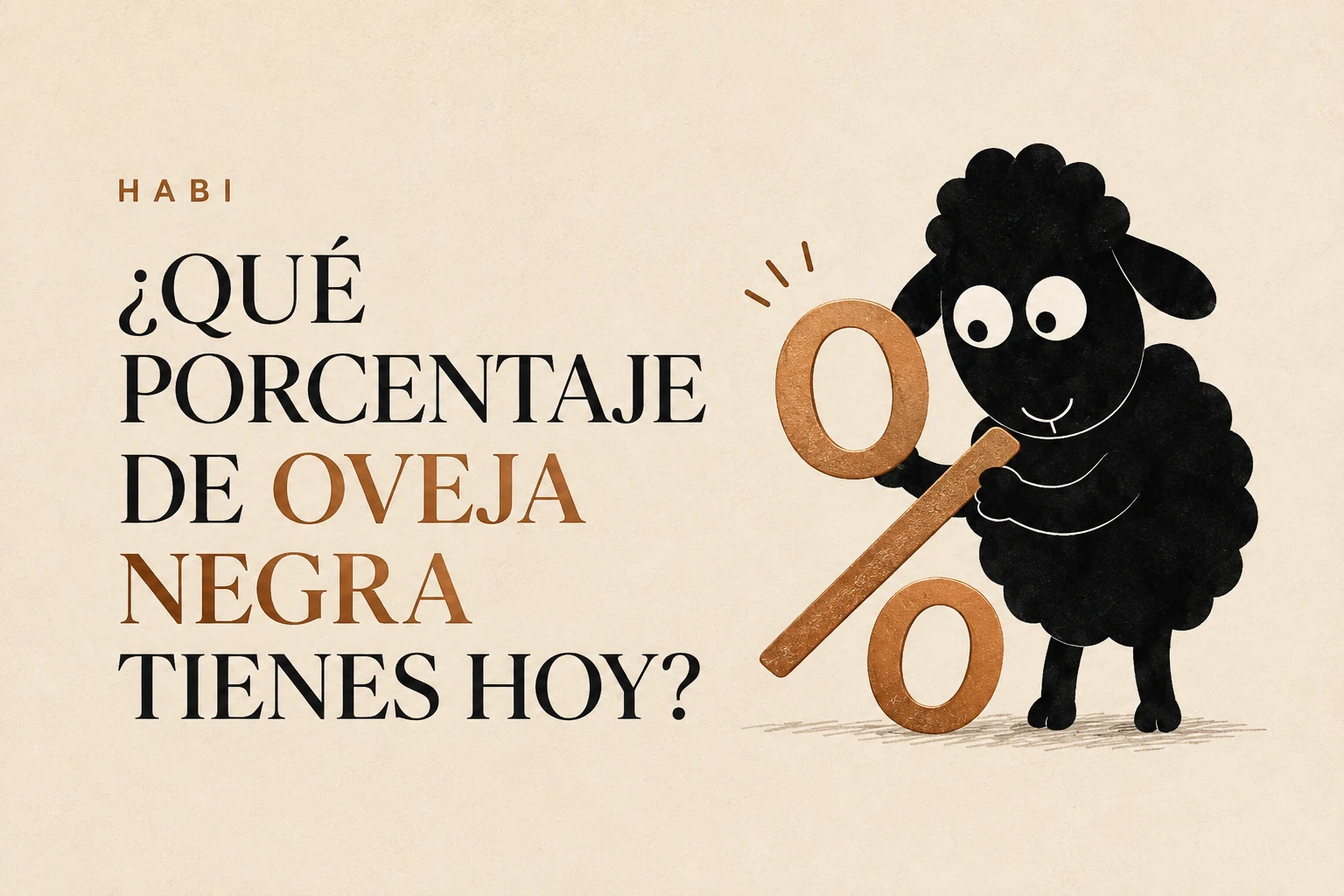 Habi, la oveja negra, sonríe junto a un símbolo de porcentaje en la portada del juego.